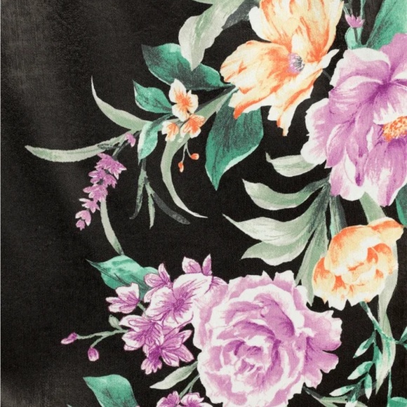 BRAND NEW Lulus Keepin' It Chic Black Floral Print Satin One-Shoulder Midi Dress - Picture 5 of 5